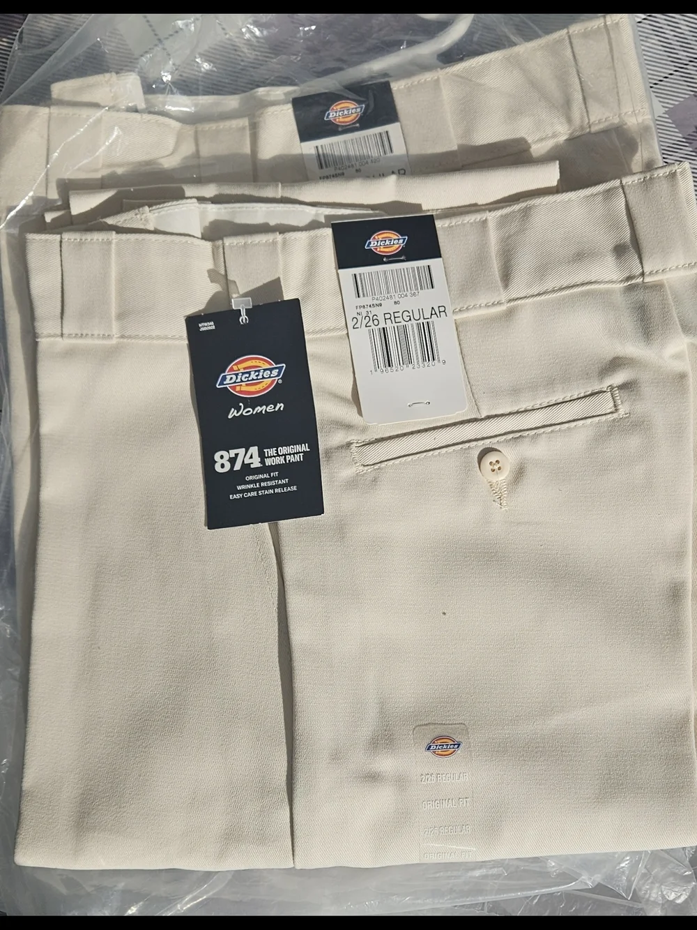 Dickies 874 Straight-Leg Chinos in Cream Size 26 Womens Tan - Picture 3 of 6
